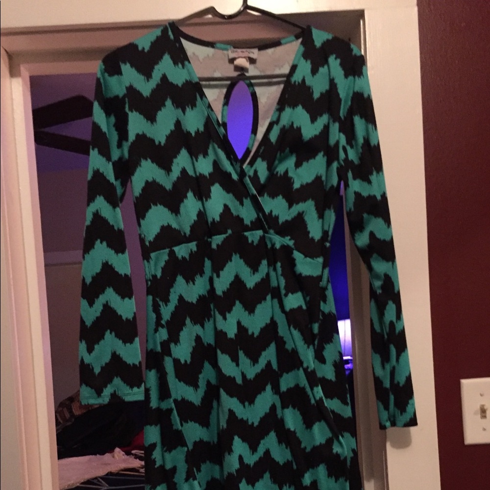 Chevron turquoise dress